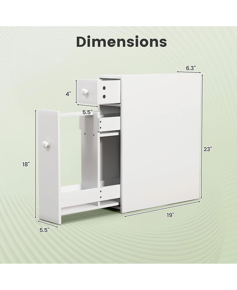 Costway Bathroom Floor Cabinet Toilet Narrow Storage Organizer with Flip Top