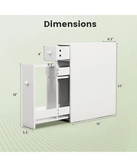 Costway Bathroom Floor Cabinet Toilet Narrow Storage Organizer with Flip Top