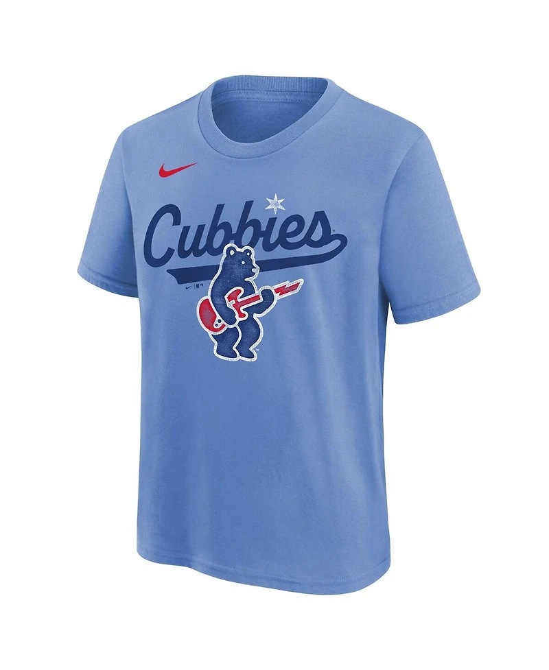 Nike Big Boys and Girls Light Blue Chicago Cubs Electric Bear Alternate T-Shirt