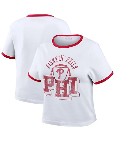 Wear by Erin Andrews Women's White Philadelphia Phillies Ringer Baby T-Shirt