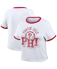 Wear by Erin Andrews Women's White Philadelphia Phillies Ringer Baby T-Shirt