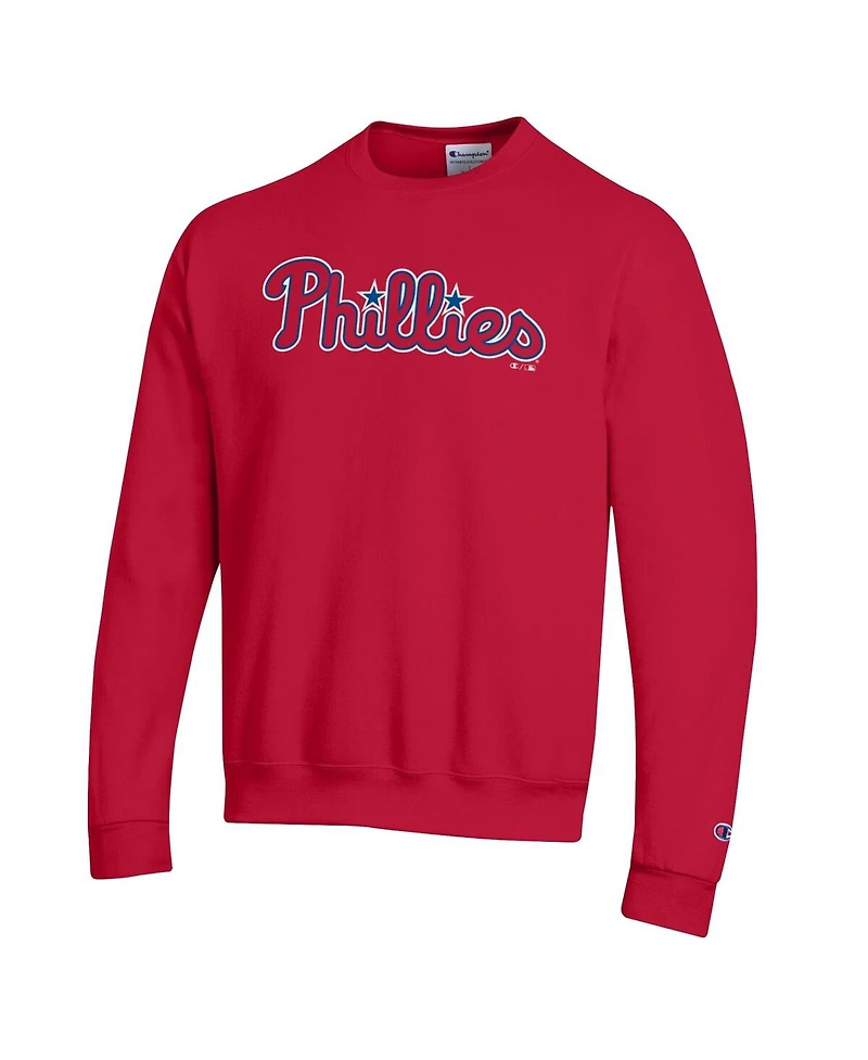 Champion Men's Red Philadelphia Phillies Powerblend Wordmark Sweatshirt
