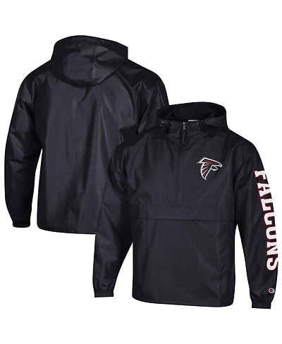 Champion Men's Black Atlanta Falcons Packable Windbreaker Half-Zip Jacket