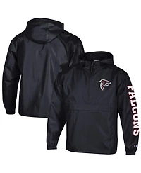 Champion Men's Black Atlanta Falcons Packable Windbreaker Half-Zip Jacket