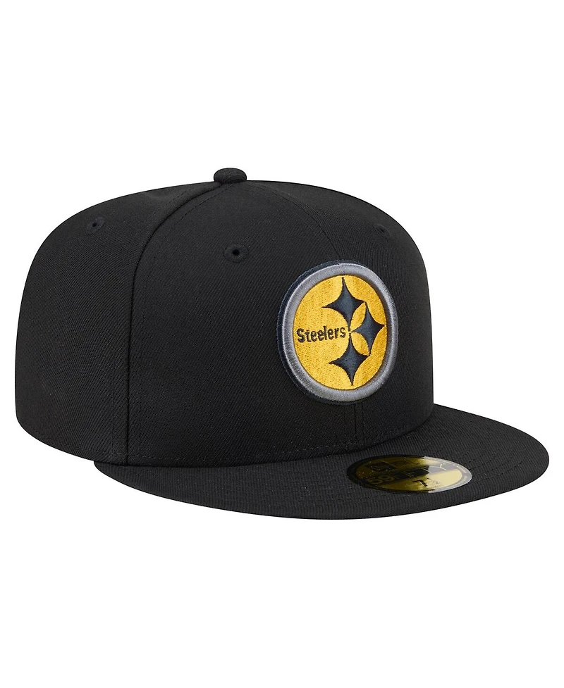 New Era Men's Black Pittsburgh Steelers Color Pop 59FIFTY Fitted Hat