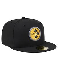 New Era Men's Black Pittsburgh Steelers Color Pop 59FIFTY Fitted Hat