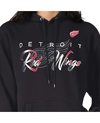 G-iii 4Her by Carl Banks Men's Black Detroit Red Wings Shadow Logo Fleece Pullover Hoodie