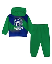 Mitchell & Ness Toddler Blue/Green Minnesota Timberwolves Big Face Oversized Pullover Hoodie and Pants Set