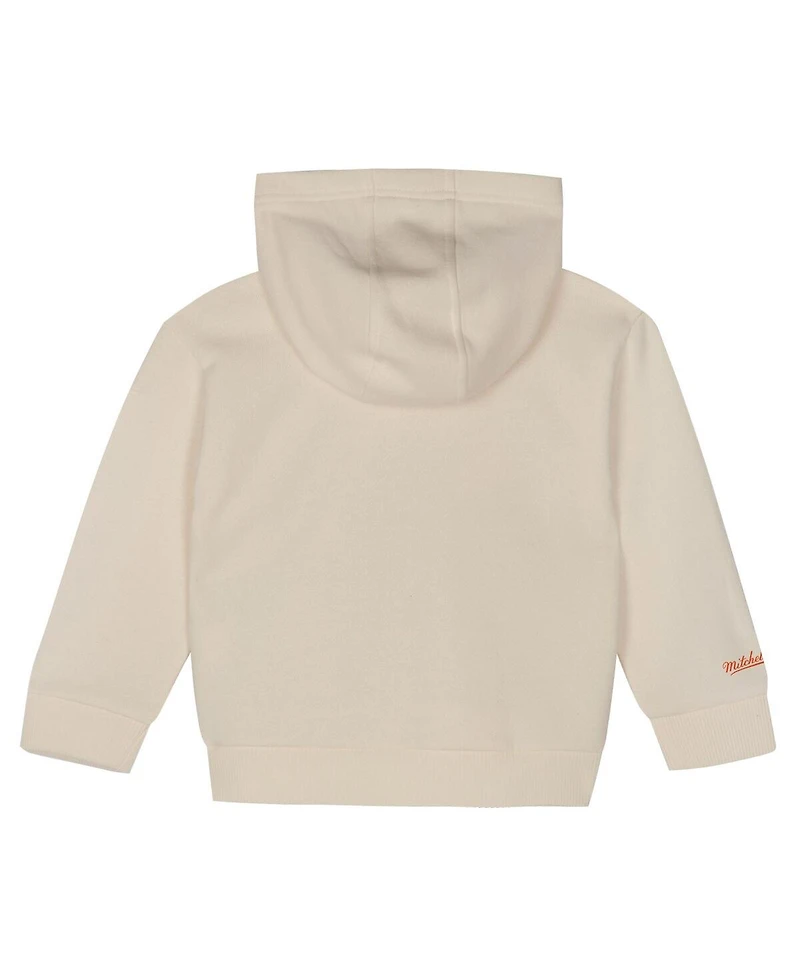 Mitchell & Ness Toddler 2-Piece Cream/Blue New York Knicks Retro Roots Oversized Pullover Hoodie and Pants Set