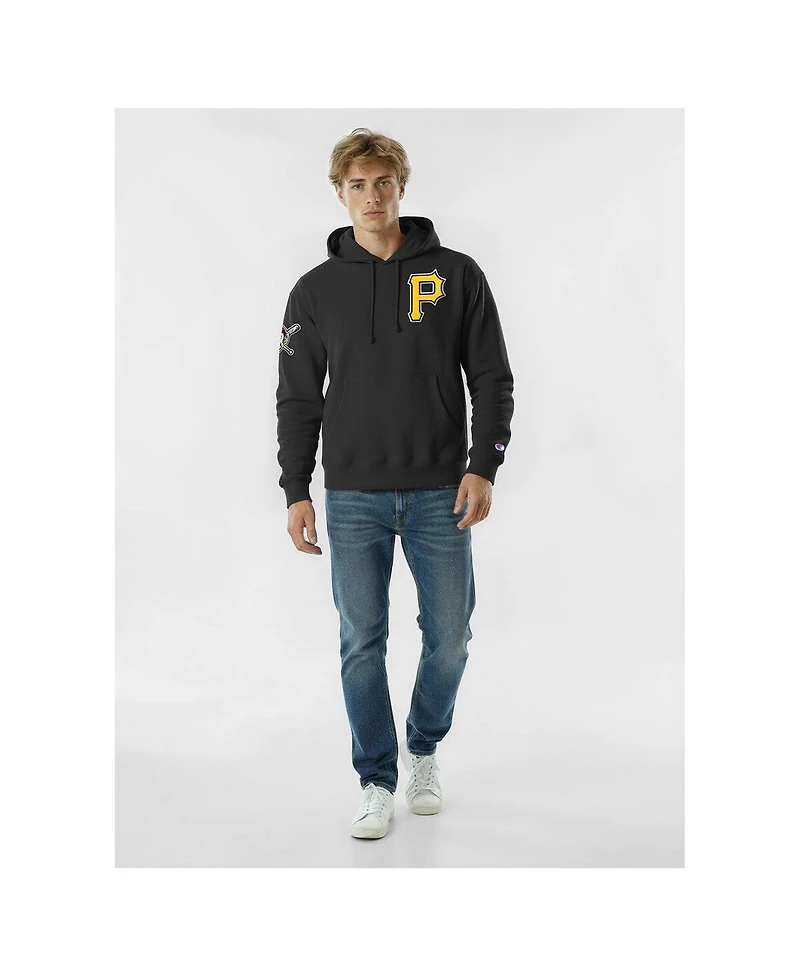 Champion Men's Black Pittsburgh Pirates Reverse Weave Chenille Hoodie