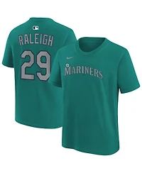 Nike Big Boys and Girls Cal Raleigh Teal Seattle Mariners Name Number T-Shirt