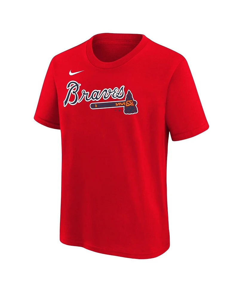 Nike Big Boys and Girls Austin Riley Red Atlanta Braves Name Number T-Shirt