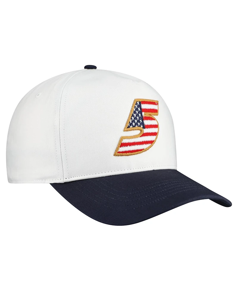 '47 Brand Men's White Kyle Larson Flag Fill Two-Tone Team Adjustable Hitch Hat