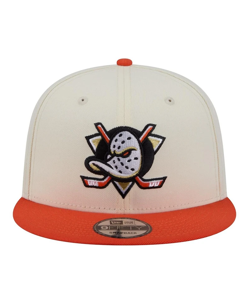 New Era Men's White/Orange Anaheim Ducks Injection Localized Two-Tone 9FIFTY Snapback Hat