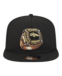 New Era Men's Black Denver Broncos Super Bowl Ring 9FIFTY A-Frame Adjustable Hat