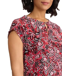 Jones New York Petite Round Neck Pull-On Top