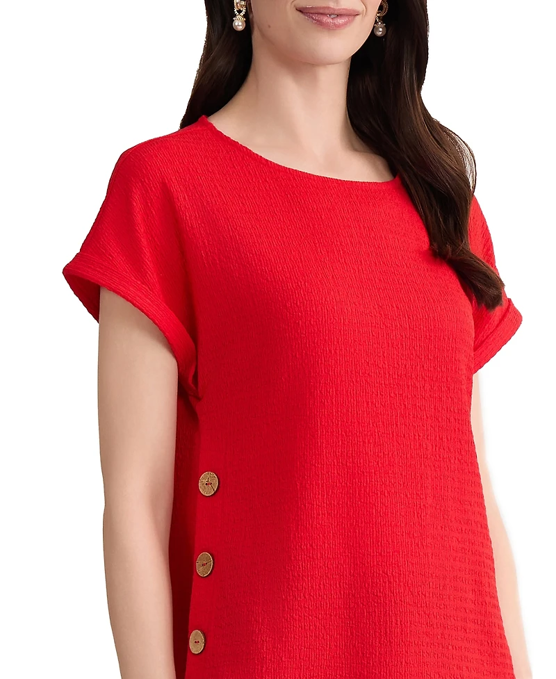 Jones New York Petite Short-Sleeve Boat Neck Top