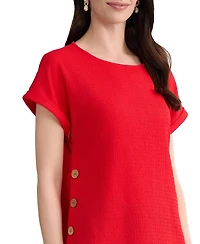 Jones New York Petite Short-Sleeve Boat Neck Top