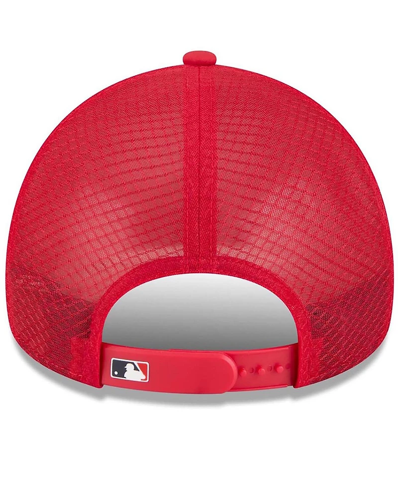 New Era Men's Red Boston Red Sox 2026 Batting Practice Apex 9FORTY Adjustable Trucker Hat