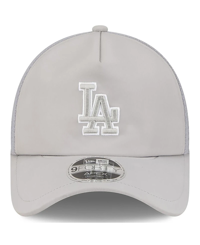 New Era Men's Gray Los Angeles Dodgers 2026 Batting Practice Apex 9FORTY Adjustable Trucker Hat