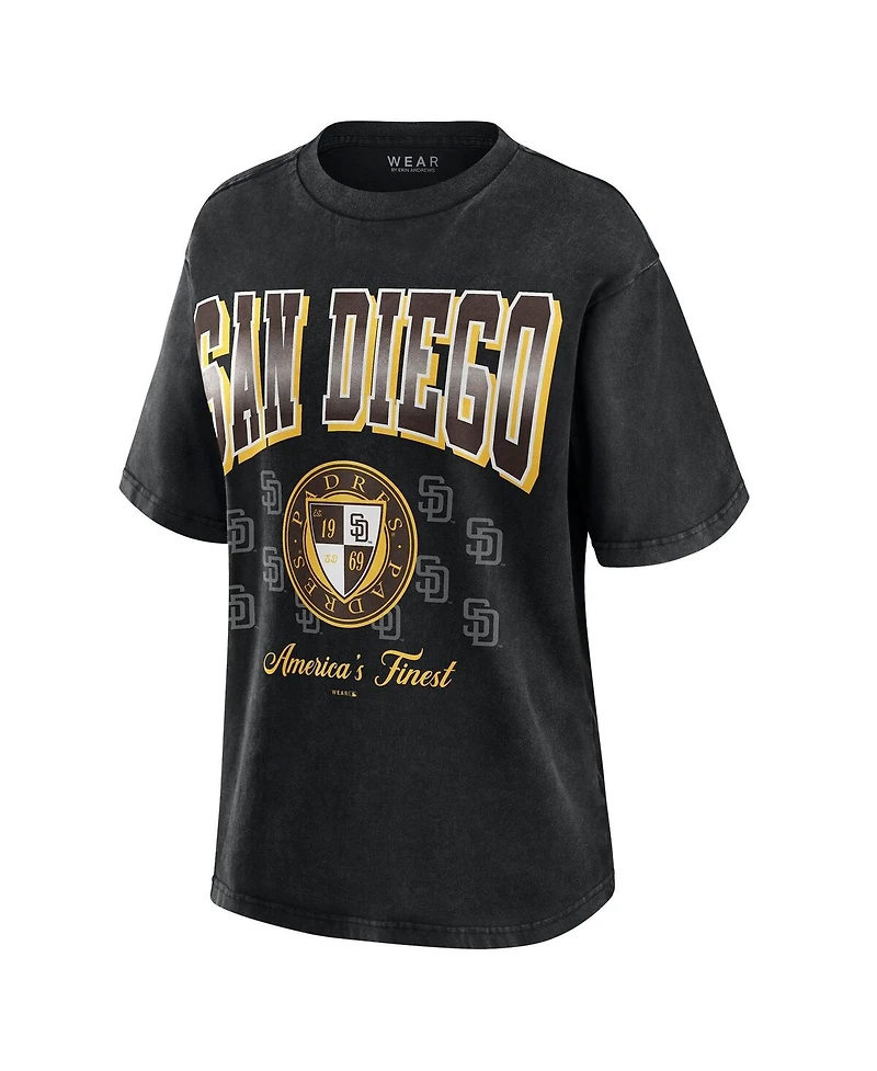Wear by Erin Andrews Women's Black San Diego Padres Oversized Boyfriend T-Shirt