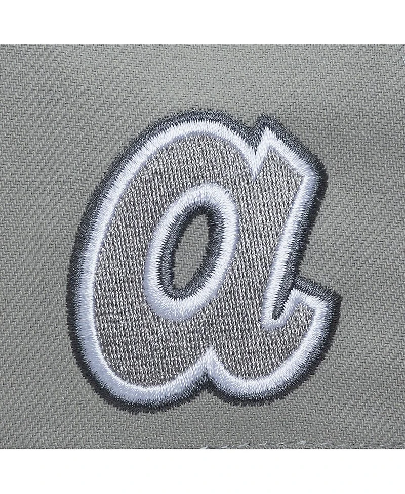 Mitchell & Ness Men's Gray Atlanta Braves Cooperstown Thunderstorm Head Coach Pro-Crown Adjustable Hat