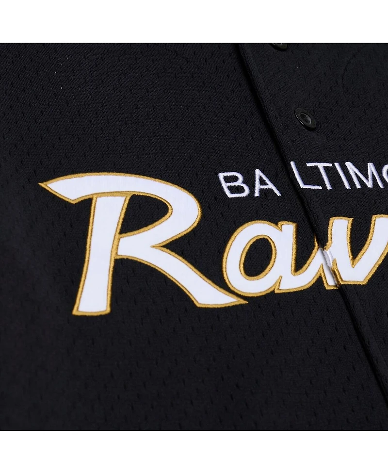 Mitchell & Ness Men's Black Baltimore Ravens Head Coach Mesh Full-Button Fashion Jersey