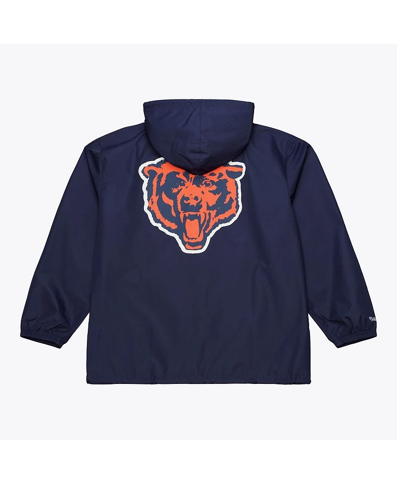 Mitchell & Ness Men's Navy Chicago Bears Coaches Full-Snap Hooded Windbreaker Jacket