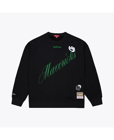 Mitchell & Ness Women's Black Dallas Mavericks Hardwood Classics Script Lightweight Sweatshirt