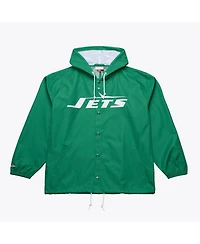 Mitchell & Ness Men's Green New York Jets Coaches Full-Snap Hooded Windbreaker Jacket