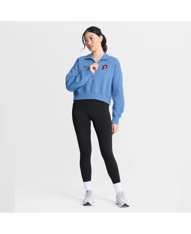 Nike Women's Light Blue Philadelphia Phillies Primetime Phoenix Fleece Half-Zip Sweatshirt