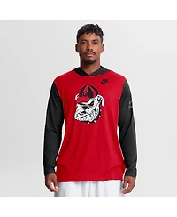 Nike Men's Red/Black Georgia Bulldogs Campus Legacy Tri-Blend Long Sleeve Hooded T-Shirt