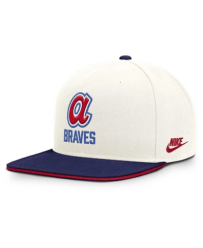Nike Men's Cream/Royal Atlanta Braves Cooperstown Pro Dri-fit Snapback Hat