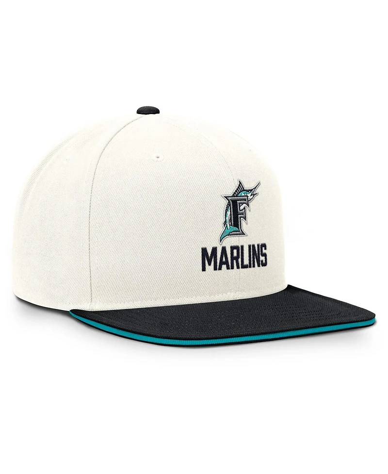 Nike Men's Cream/Black Florida Marlins Cooperstown Pro Dri-fit Snapback Hat