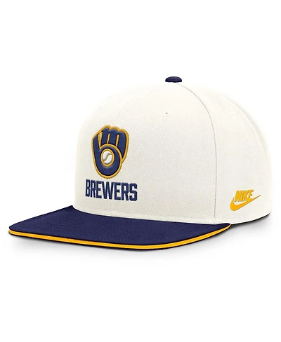 Nike Men's Cream/Royal Milwaukee Brewers Cooperstown Pro Dri-fit Snapback Hat