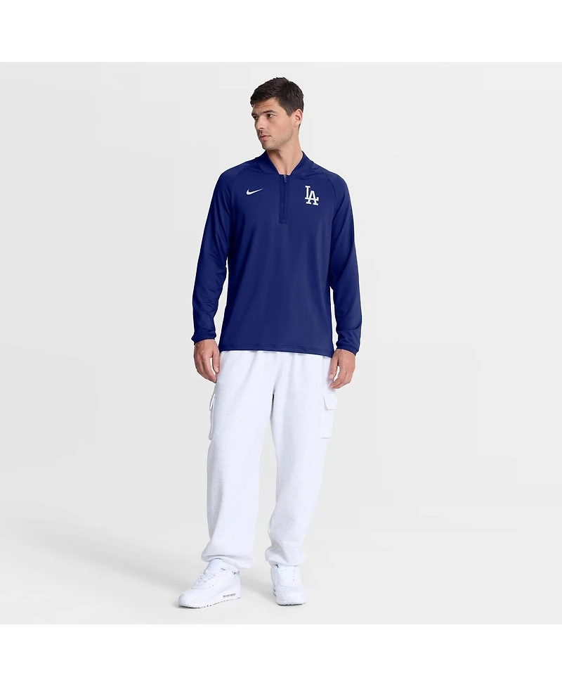 Nike Men's Royal Los Angeles Dodgers Authentic Collection Dri-fit Raglan Half-Zip Pullover