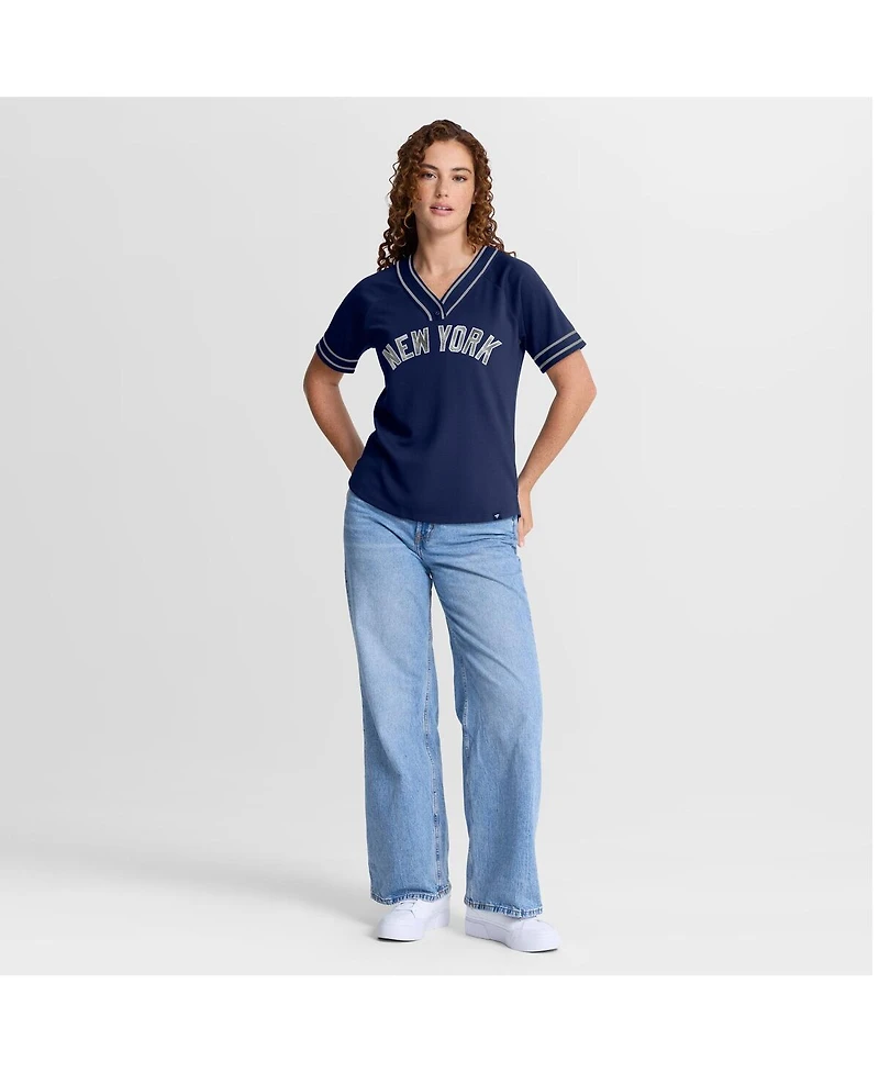 Fanatics Women's Navy New York Yankees Diva Race Ahead Raglan V-Neck T-Shirt
