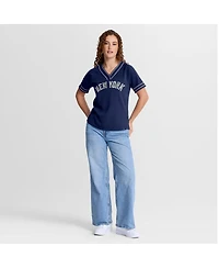 Fanatics Women's Navy New York Yankees Diva Race Ahead Raglan V-Neck T-Shirt