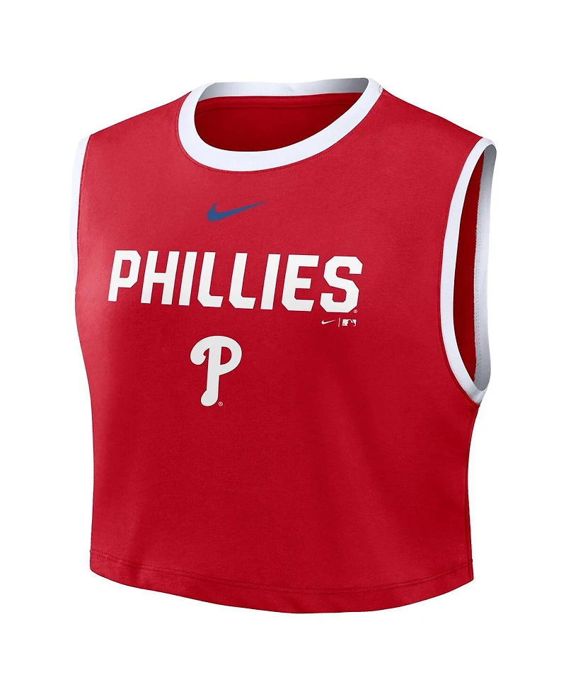Nike Women's Red Philadelphia Phillies Primetime Loose Dri-fit Cropped Tank Top