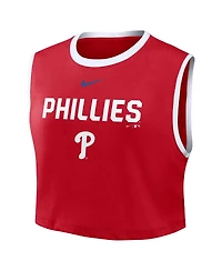 Nike Women's Red Philadelphia Phillies Primetime Loose Dri-fit Cropped Tank Top