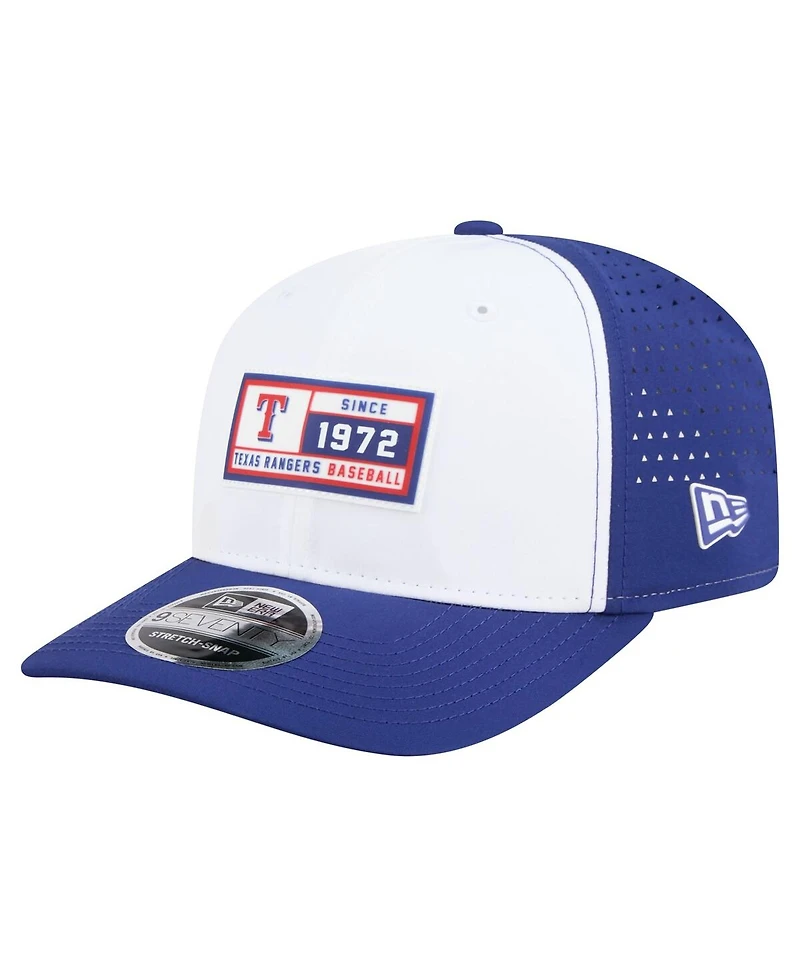 New Era Men's White/Royal Texas Rangers Established Patch 9SEVENTY Adjustable Hat