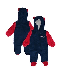 Outerstuff Baby Boys and Girls Navy New England Patriots Stay Napping Fleece Bunting Full-Zip Sleeper