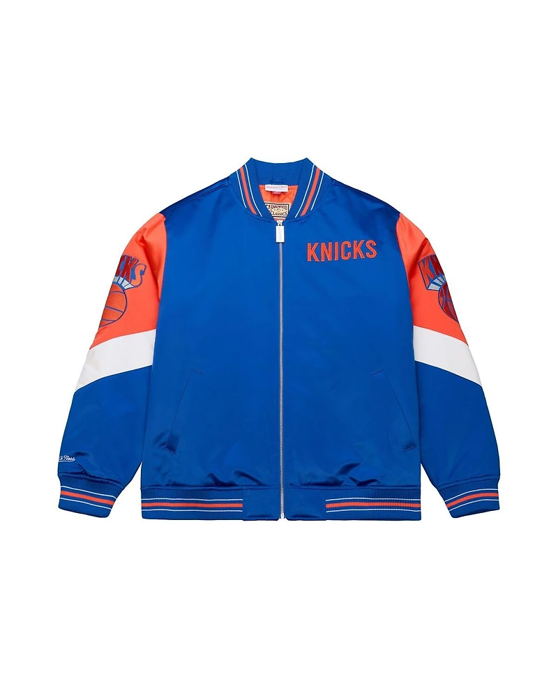 Mitchell & Ness Men's Blue New York Knicks Throw It Back Heavyweight Full-Zip Satin Jacket