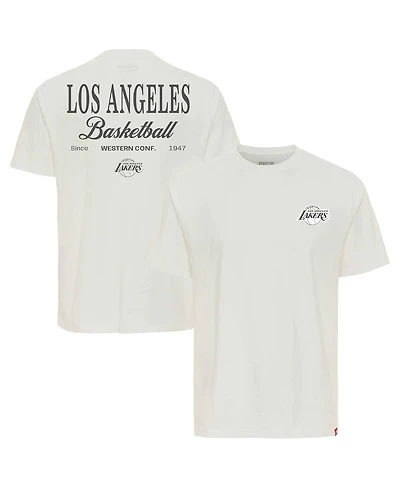 Sportiqe Men's and Women's Cream Los Angeles Lakers Athletic Club Collection Duke Relaxed fit Premium T-Shirt