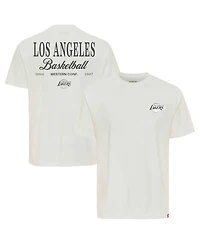 Sportiqe Men's and Women's Cream Los Angeles Lakers Athletic Club Collection Duke Relaxed fit Premium T-Shirt