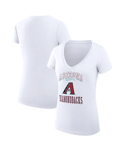 G-iii 4Her by Carl Banks Women's White Arizona Diamondbacks Super-Slim Fit Lightweight Team Logo Graphic V-Neck T-Shirt