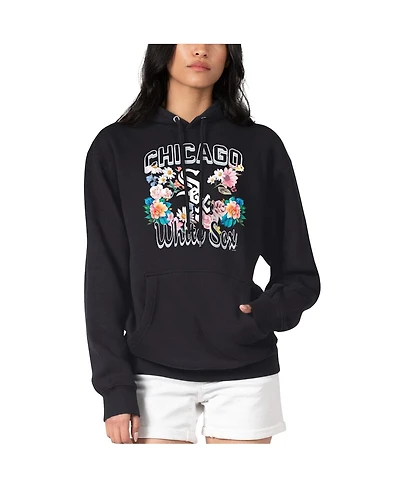 G-iii 4Her by Carl Banks Women's Black Chicago White Sox Flowers Graphic Pullover Hoodie