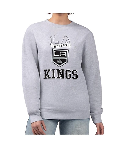G-iii 4Her by Carl Banks Women's Heather Gray Los Angeles Kings Team Logo Tri-Blend Fleece Pullover Sweatshirt