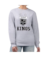 G-iii 4Her by Carl Banks Women's Heather Gray Los Angeles Kings Team Logo Tri-Blend Fleece Pullover Sweatshirt