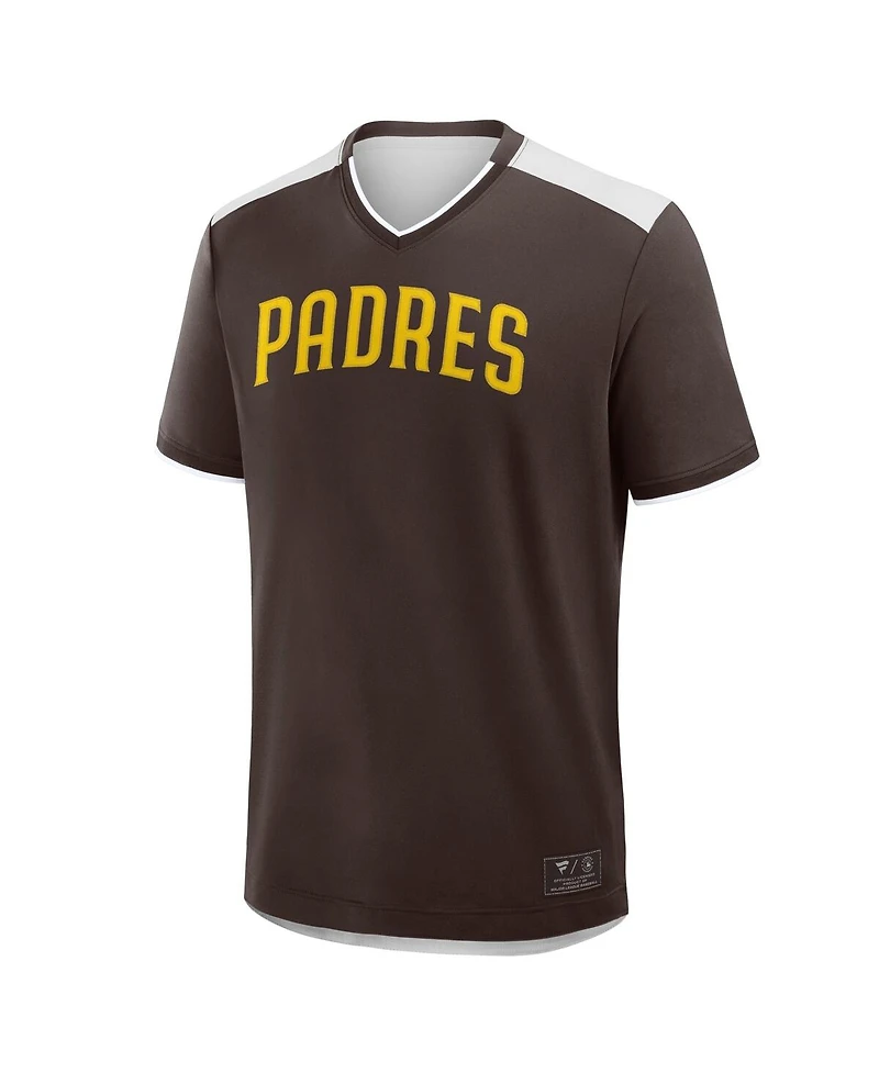 Fanatics Men's Brown San Diego Padres Walk Off V-Neck T-Shirt